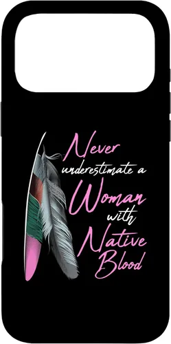 Vista 22 de Funda para iPhone 17 con texto en inglés "Native American Indian A Woman with Native Blood