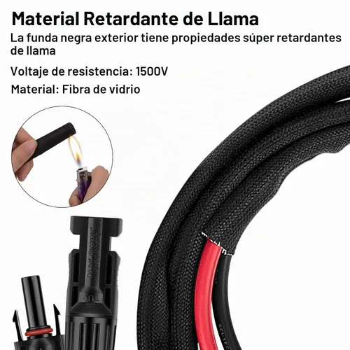 Vista 3 de Cable de extensión de panel solar de 3 pies y 10 AWG con conectores hembra y macho, cable solar para paneles solares, controladores de carga