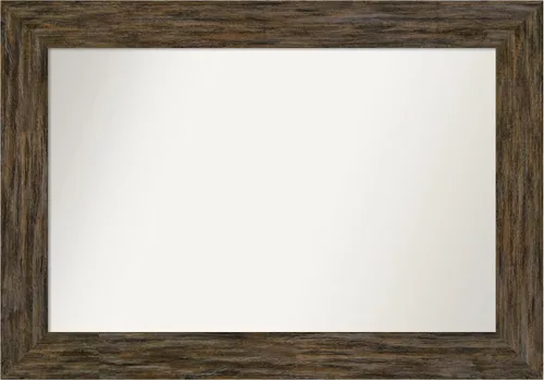 Vista 57 de Amanti Art Espejo personalizado, espejo de baño marrón Fencepost, espejo de pared o espejo de tocador de baño sobre el fregadero (27 x 27 pulgadas)