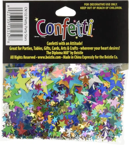 Vista 2 de Beistle Stars - Confeti de plástico recortado de varios tamaños, 1 paquete, multicolor