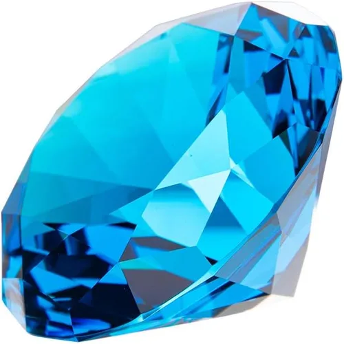 Vista 8 de LONGWIN Pisapapeles de diamante de cristal de 80 mm (3.1 pulgadas), joyas para decoración de boda, centros de mesa, decoración para el hogar (Azul)