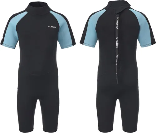 Vista 9 de Traje de neopreno para niños y niñas, traje de neopreno completo de 3/0.079 in y traje corto de 0.118 in para natación, surf