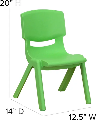 Vista 93 de Flash Furniture - Silla escolar apilable de plástico azul con altura de asiento de 10 1/2 pulgadas Construcción duradera, uso comercial