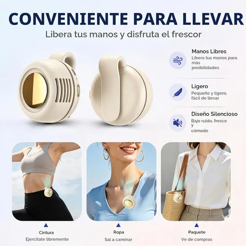 Vista 5 de Mini ventilador portátil sin aspas silencioso Blanco
