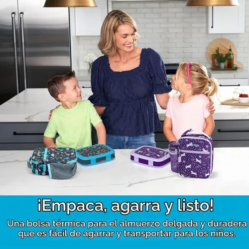 Vista 2 de Bentgo - Bolsa de almuerzo aislada para niños, resistente al agua, reutilizable, ligera y duradera, con soporte para botella de agua y bolsillo