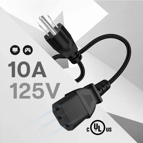 Vista 2 de Cable de alimentación universal TNP - NEMA 5-15P a IEC320C13, cable de alimentación, enchufe conector, negro, CBL_SJT18_3P_C13_3F 18 Awg