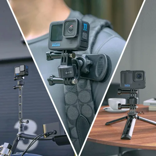 Vista 5 de Accesorios magnéticos para GoPro, base de liberación rápida para bicicleta, selfie stick, monopie, soporte de trípode, compatible con GoPro Hero