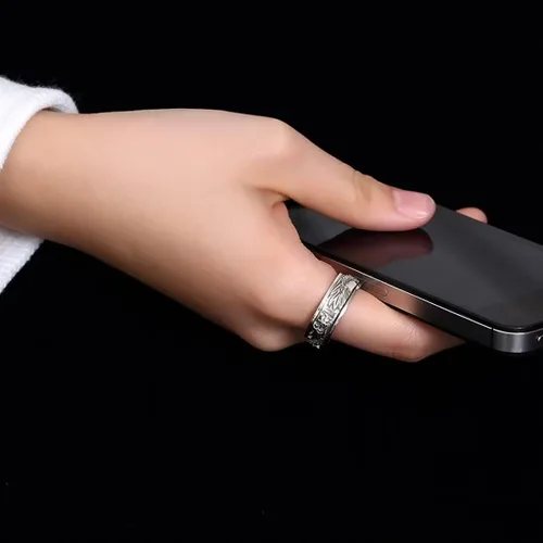 Vista 6 de JUNTEN Anillos de plata de ley 925 con diseño de dragón gótico vintage para hombres y mujeres, anillo antiansiedad y preocupación para aliviar
