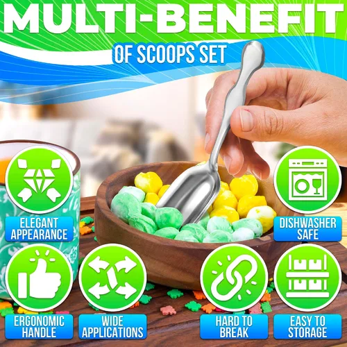 Vista 4 de 20 cucharadas pequeñas para botes – Mini cucharadas para dulces, 5.8 pulgadas de longitud de acero inoxidable pequeñas cucharas de alimentos