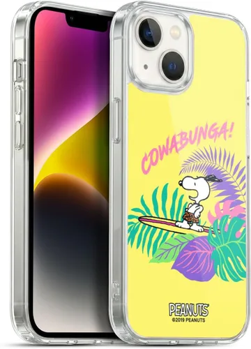 Vista 169 de Head Case Designs Funda de gel suave con licencia oficial de Peanuts Tropical Surf Snoopy Aloha Disco compatible con Apple iPhone 13 Mini Surf