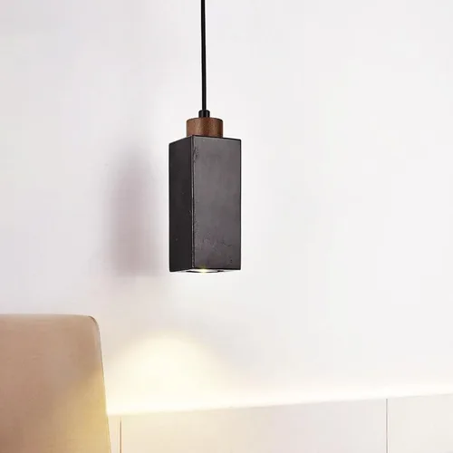 Vista 2 de Vintage Green Pendant Lights Fixtures, Nordic Natural Marble Hanging Pendant Lamp, Modern Wood Chandeliers for Kitchen Island Dining Room Living