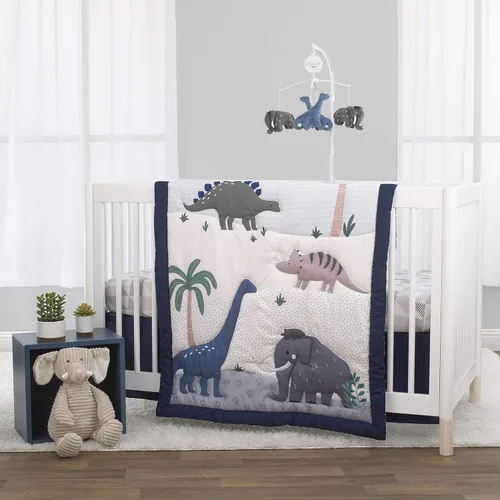 Vista 2 de Little Love by NoJo Modern Roaming - Sábana bajera ajustable geométrica gris y blanco para cuna