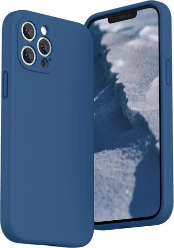 Vista 8 de SURPHY Funda diseñada para iPhone 12 Pro Max con protección para cámara, funda de silicona líquida con forro de microfibra, color negro