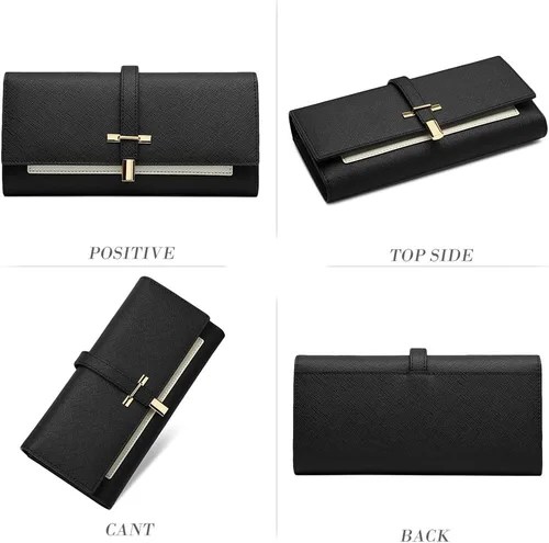 Vista 6 de Cartera de cuero triple grande para mujer