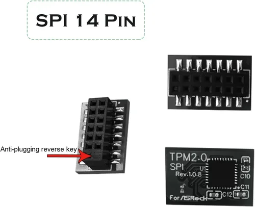 Vista 4 de Profesional TPM2.0 Módulo de seguridad LPC 14 Pin como tarjeta de placas base bastidor de roca para como roca TPM2-SLI-S-SPI plataforma pieza