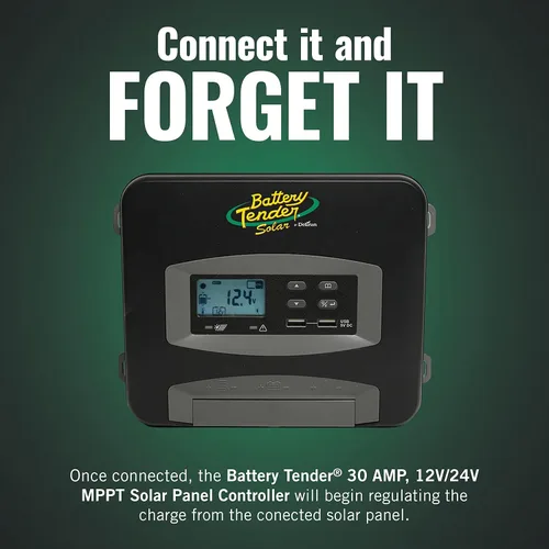Vista 2 de Battery Tender Controlador de carga solar MPPT de 30 amperios con pantalla LCD para uso con baterías de plomo ácido de 12 voltios/24 voltios, AGM