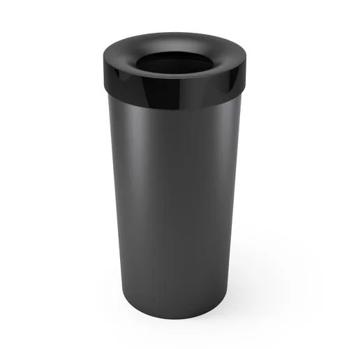 Vista 8 de UMBRA Vento - Bote de basura para cocina con parte superior abierta, gran capacidad de 16 galones (62 litros), color gris Gris/Níquel