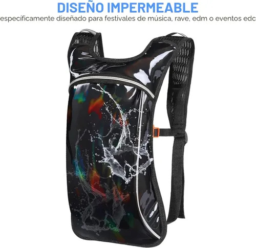 Vista 3 de KUYOU Rave Hydration Pack, Hydration Backpack with 2L Hydration Bladder, Festival Essential Water Backpack for Hiking, Running, Cycling, and Music