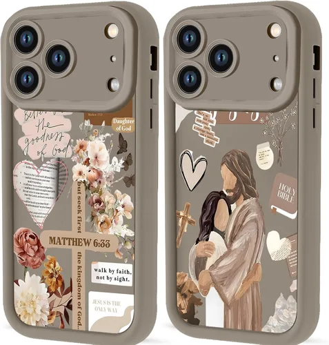 Vista 93 de Paquete de 2 fundas protectoras para iPhone 8 Plus/7 Plus de 5.5 pulgadas con collage de versículos bíblicos de Jesús para mujeres y niñas, diseño