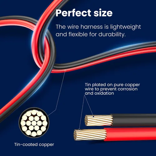 Vista 3 de POWOXI Cable de extensión SAE de 15 pies de desconexión rápida, cables solares, conector SAE para panel solar, automotriz, RV, motocicleta, tractor