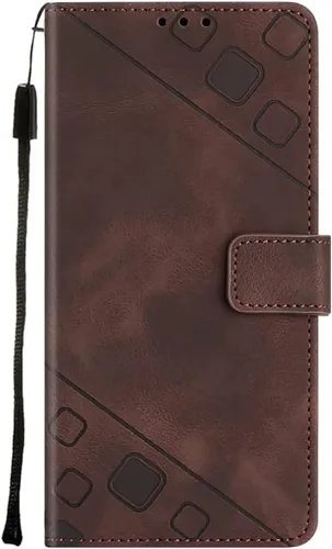 Vista 8 de Flip Case for Xiaomi 12 Ultra/12S Ultra,Skin Feeling Embossed Solid Color Premium Leather Wallet Case with Hand Strap