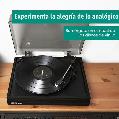 Vista 6 de Electrohome Montrose - Tocadiscos de vinilo de 2 velocidades, con lápiz óptico Audio-Technica, motor de control de velocidad, preamplificador