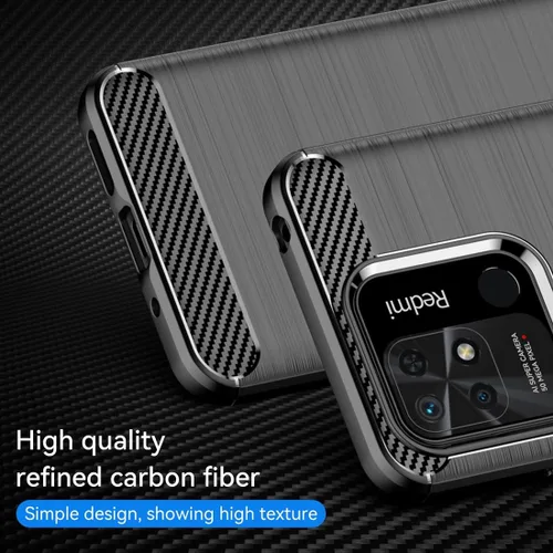 Vista 2 de Funda de teléfono para Xiaomi Redmi 10C 220333QBI Caso Fibra de carbono a prueba de golpes Escudo resistente antiarañazos TPU suave contraportada