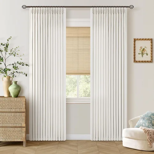 Vista 33 de TWODRAPES Juego de 2 paneles de cortinas plisadas de lino de 96 pulgadas de Avena