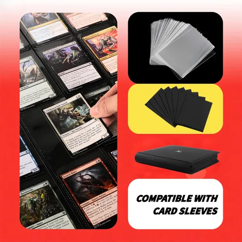 Vista 4 de Carpeta de tarjetas intercambiables de 2000 bolsillos, 20 bolsillos compatible con MTG, tarjetas deportivas y otras tarjetas de intercambio de Negro