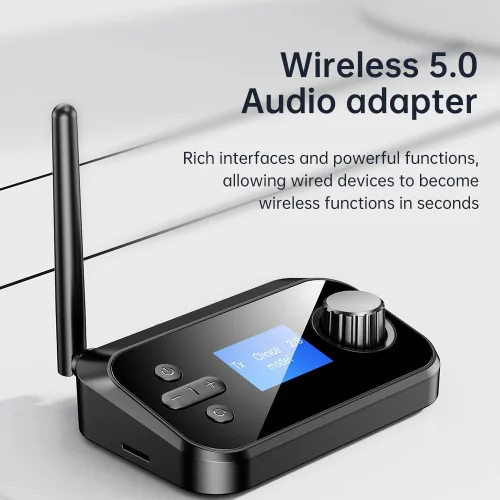 Vista 2 de eppfun Transmisor Bluetooth para TV, receptor adaptador de audio para estéreo casero con control de volumen, interruptor de encendido/apagado