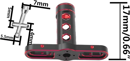 Vista 6 de Herramienta de coche RC 0.669 in adaptador hexagonal llave de rueda con 0.157 in, 0.197 in, 0.217 in, 0.276 in, llave hexagonal compatible