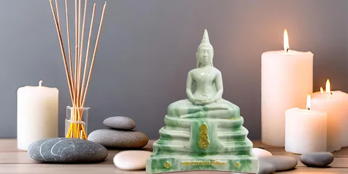 Vista 14 de BUDDHO Estatua de Buda Sothorn de mármol blanco de 6 pulgadas de alto. Estatua de Buda tailandés sentada para decoración del hogar, decoración
