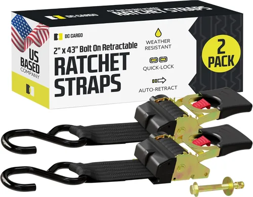 Vista 17 de DC Cargo Mall Correas de trinquete retráctiles - Opciones de montaje E-Track y atornilladas (paquete de 2) 1 pulgada x 6 pies - 4,000 libras