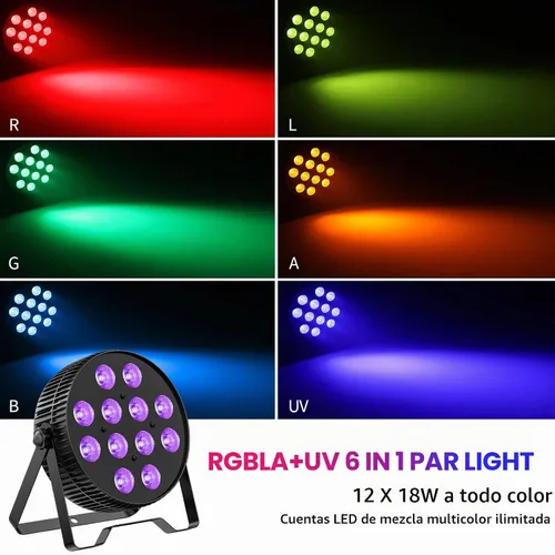 Vista 7 de Betopper Luz LED de escenario de 12 x 18 W, 6 en 1 RGBAL+UV DJ Par Lights-1
