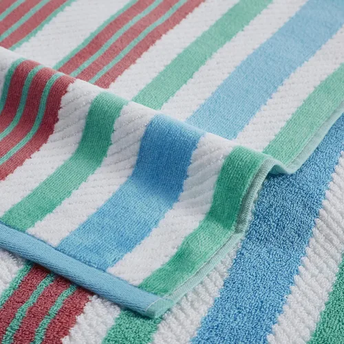 Vista 3 de Superior Toalla de playa de gran tamaño con textura de rayas, 100% algodón, suave, afelpada y altamente absorbente (juego de 2)