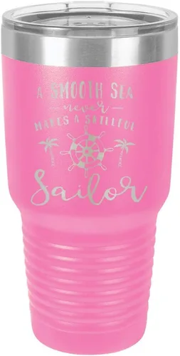 Vista 17 de Un mar suave nunca hace un sillón hábil grabado de 325 ml vaso de acero con recubrimiento de polvo grabado por láser taza de viaje de camello polar