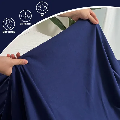 Vista 4 de Bedecor Sábana bajera tamaño Queen que se ajusta cómodamente en su lugar, 1 sábana inferior, de microfibra elástica suave, bolsillo estándar