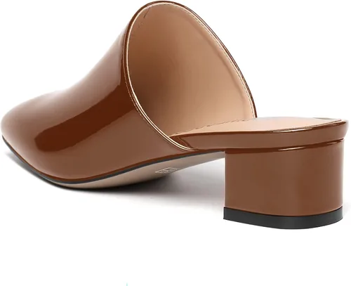 Vista 7 de MODENCOCO Zapatos de tacón bajo y grueso para mujer, con puntera cuadrada, zapatos de tacón bajo y sin cordones, sandalias deslizantes de 1.5