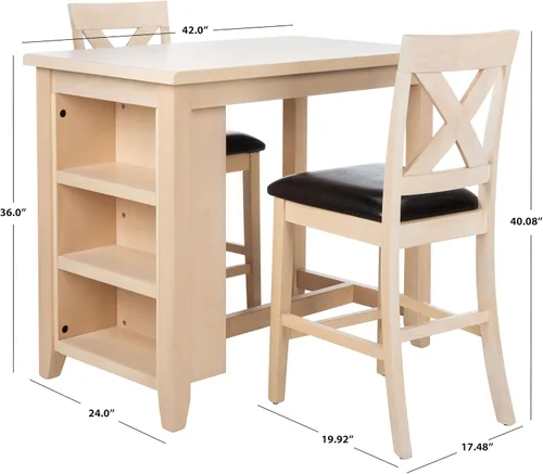 Vista 4 de SAFAVIEH Home Everest - Juego de 3 estantes de almacenamiento de madera lavada, color blanco lavado