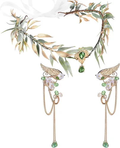 Vista 9 de Zeyune Halloween Renaissance Fairy Accessories Set, Elf Headpiece