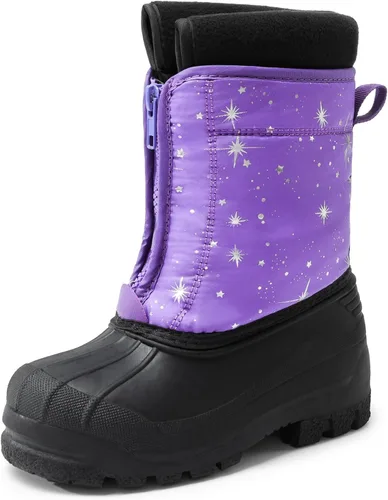 Vista 11 de DREAM PAIRS Botas impermeables de nieve de invierno para niños y niñas, para niños pequeños/grandes Negro
