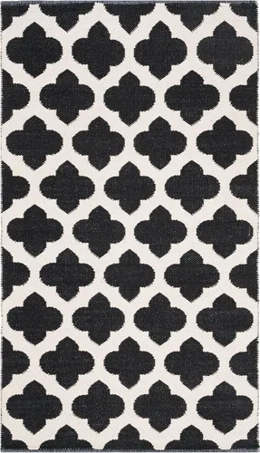 Vista 10 de SAFAVIEH Montauk Collection - Alfombra decorativa, 2 pies 6 pulgadas x 4 pies, color negro y marfil, hecho a mano, de algodón enrejado, ideal