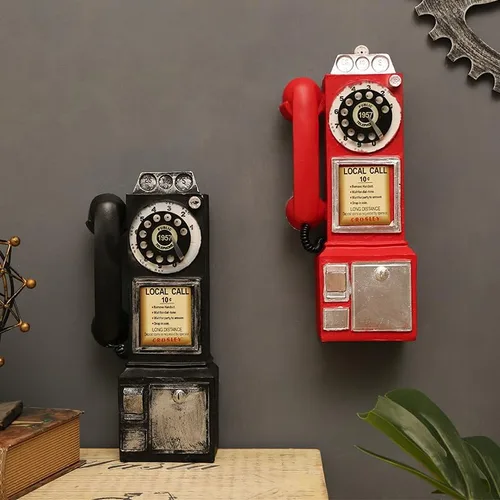 Vista 5 de Teléfono antiguo - Esfera giratoria modelo de teléfono fijo vintage resina accesorios de teléfono 2.95 pulgadas de largo x 3.74 pulgadas de ancho x