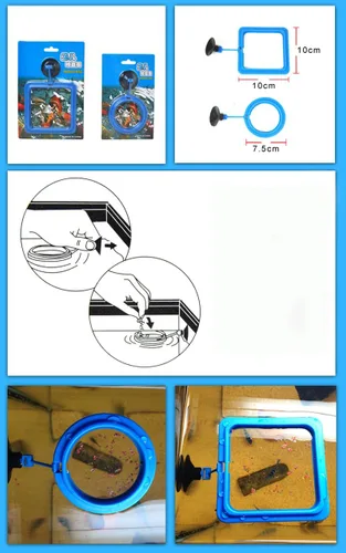 Vista 2 de FixtureDisplays® Aquarium Fish Tank Square Ring Feeder Feeding Station Float Floating Food 3" diameter12203 12203