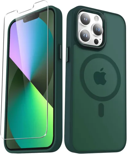 Vista 8 de YENAPOON Funda magnética mate para iPhone 11 con 1 protector de pantalla, compatible con Magsafe, translúcida esmerilada, delgada, a prueba