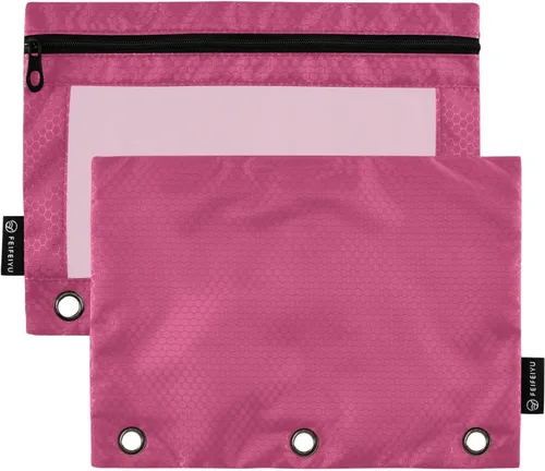 Vista 13 de Firebrick Zipper Pencil Pouch for 3 Ring Binder with Clear Window,Pencil Case 2 Pack Firebrick