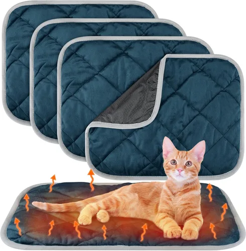 Vista 13 de Paquete de 4 Almohadillas Autocalentables para Gatos, Alfombrilla Autocalentable para Perros que Refleja el Calor Corporal, Almohadilla Térmica Negro