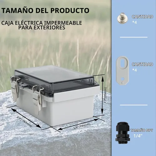 Vista 2 de MAKERELE Caja de conexiones de plástico ABS pequeña para exteriores, resistente al agua, con carcasa transparente con bisagras, universal