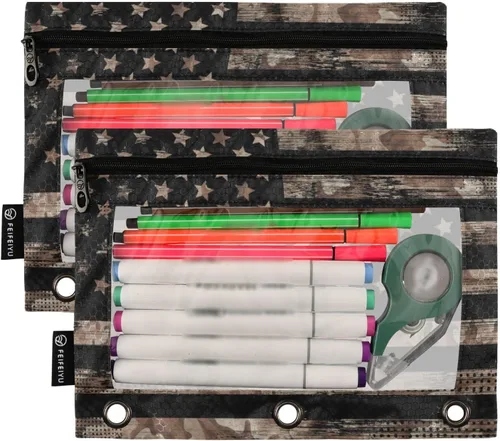Vista 2 de Carpeta para el 4 de julio, carpeta vintage de camuflaje con bandera estadounidense para carpeta de 3 anillas, suministros de escritorio de oficina