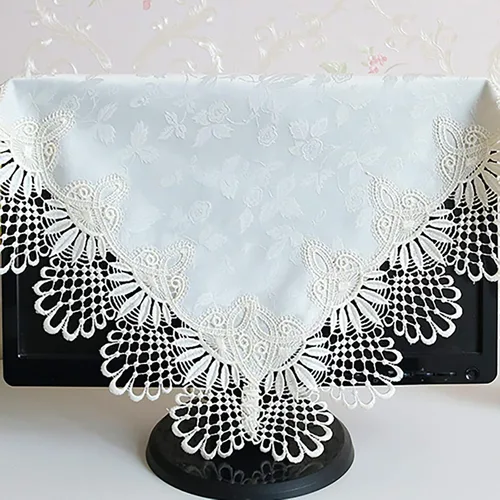Vista 6 de Hsvanyr Manteles suaves bordados de encaje cremoso, bufandas para mesita de noche con exquisitas flores, vintage, shabby chic para bodas